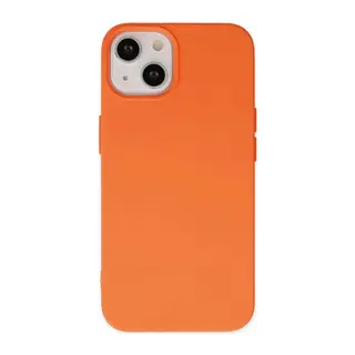 iPhone 14 Plus Kılıf Nano içi Kadife Silikon - Turuncu