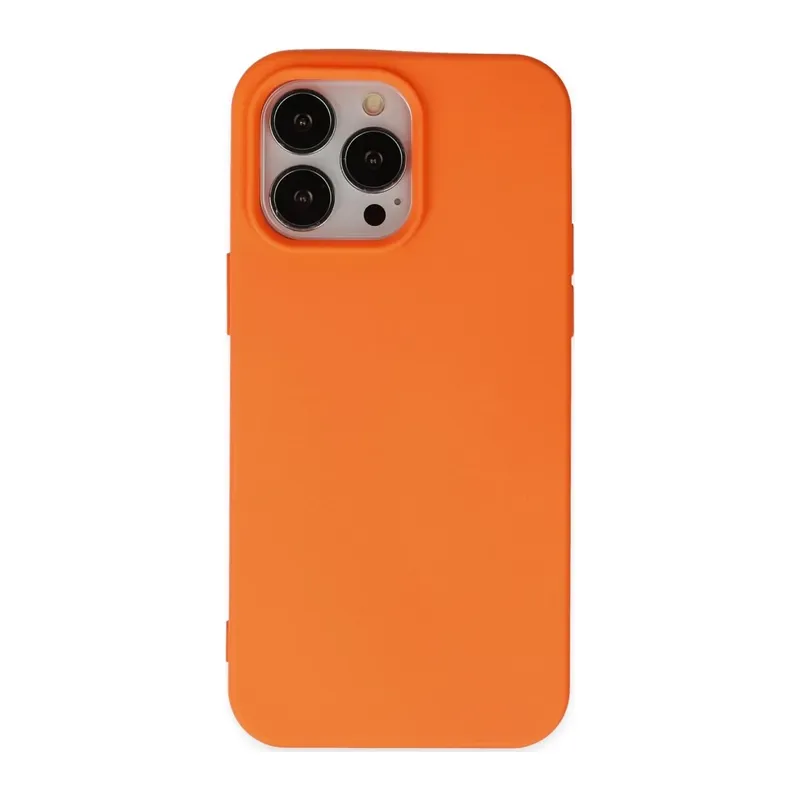 iPhone 14 Pro Kılıf Nano içi Kadife Silikon - Turuncu