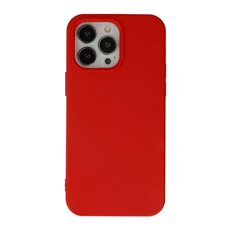 iPhone 14 Pro Max Kılıf Nano içi Kadife Silikon - Kırmızı