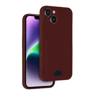 iPhone 14 Kılıf Kelvin Kartvizitli Silikon - Bordo
