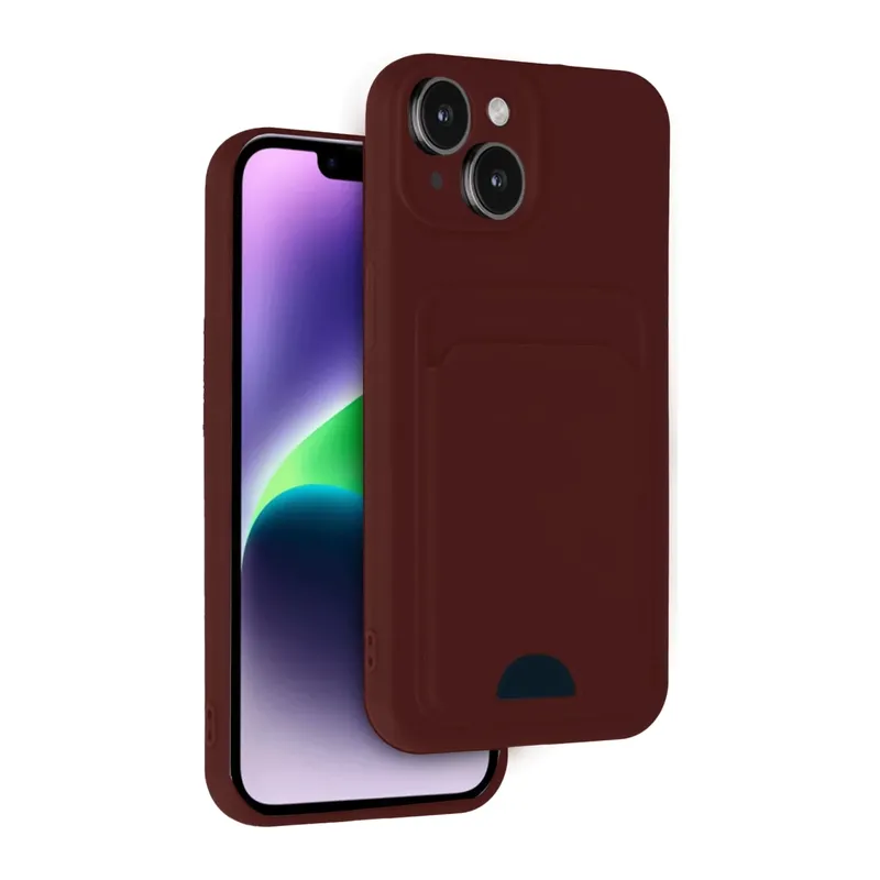 iPhone 14 Kılıf Kelvin Kartvizitli Silikon - Bordo