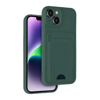 iPhone 14 Kılıf Kelvin Kartvizitli Silikon - Koyu Yeşil