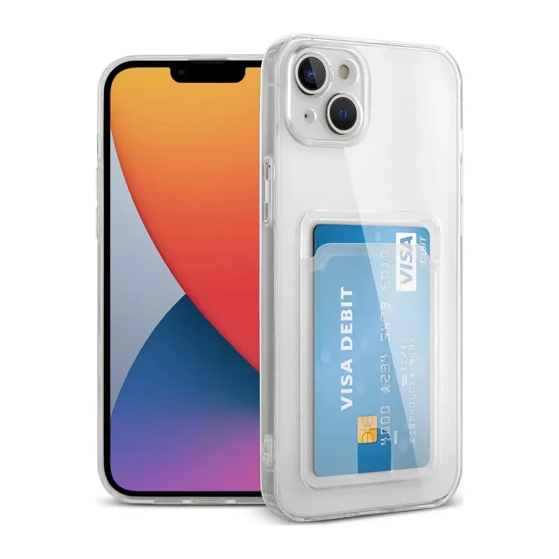 iPhone 14 Plus Kılıf Kart Şeffaf Silikon - Şeffaf