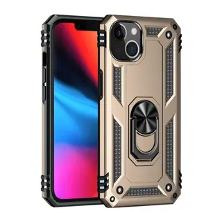 iPhone 14 Kılıf Sofya Yüzüklü Silikon Kapak - Gold