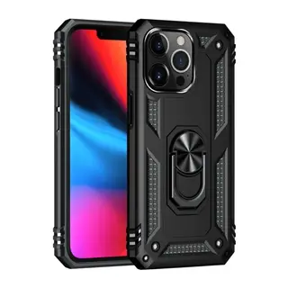 iPhone 14 Pro Kılıf Sofya Yüzüklü Silikon Kapak - Siyah