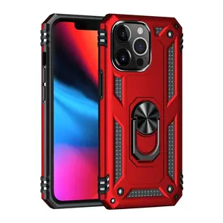 iPhone 14 Pro Kılıf Sofya Yüzüklü Silikon Kapak - Kırmızı