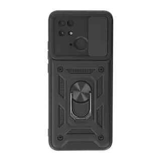 Redmi 10C Kılıf Pars Lens Yüzüklü Silikon - Siyah