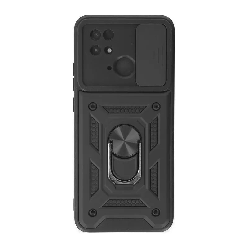 Redmi 10C Kılıf Pars Lens Yüzüklü Silikon - Siyah