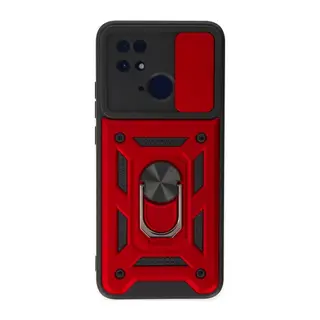 Redmi 10C Kılıf Pars Lens Yüzüklü Silikon - Kırmızı