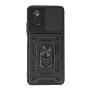 Poco X4 Pro 5G Kılıf Pars Lens Yüzüklü Silikon - Siyah