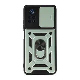 Poco X4 Pro 5G Kılıf Pars Lens Yüzüklü Silikon - Yeşil