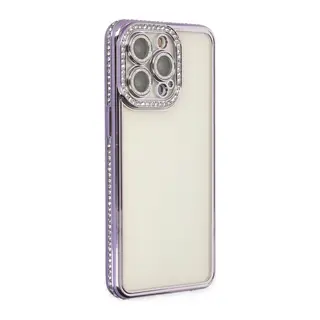 iPhone 14 Pro Kılıf Joke Taşlı Silikon - Mor
