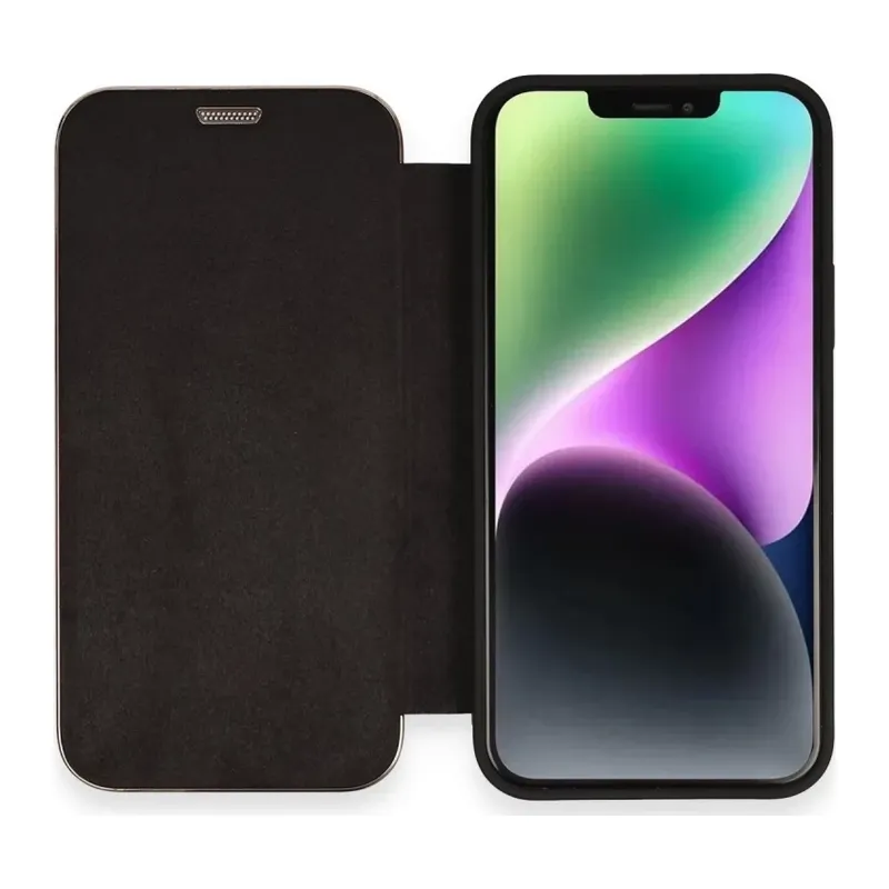 iPhone 12 Kılıf Dolpin Kapaklı - Siyah