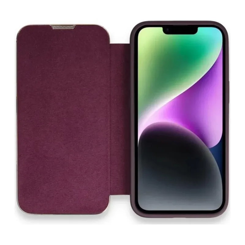 iPhone 14 Pro Kılıf Dolpin Kapaklı - Derin Mor