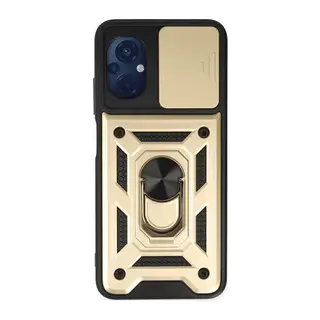 Poco M5 Kılıf Pars Lens Yüzüklü Silikon - Gold