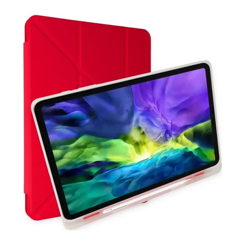 iPad 2025 10.9 10.Nesil (A16) Kılıf Kalemlikli Mars Tablet Kılıfı - Kırmızı
