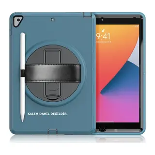 iPad 10.2 (7.nesil) Kılıf Hand Strap Tablet Kılıfı - Turkuaz