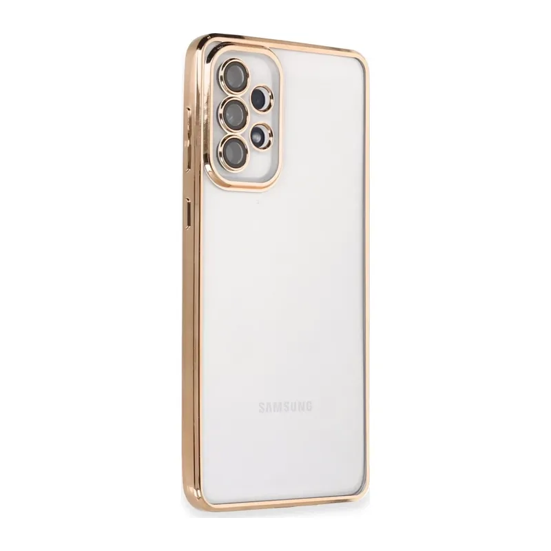 Samsung Galaxy A53 5G Kılıf Lensli Silikon - Gold