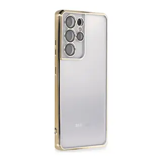 Samsung Galaxy S21 Ultra Kılıf Lensli Silikon - Gold