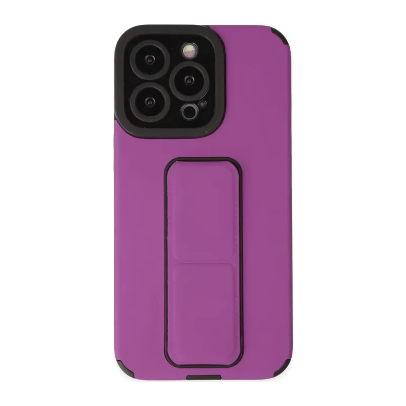 iPhone 13 Pro Max Kılıf Mega Standlı Silikon - Mor