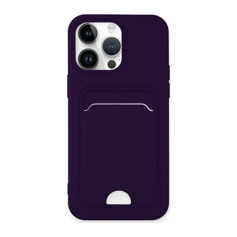iPhone 14 Pro Max Kılıf Kelvin Kartvizitli Silikon - Derin Mor