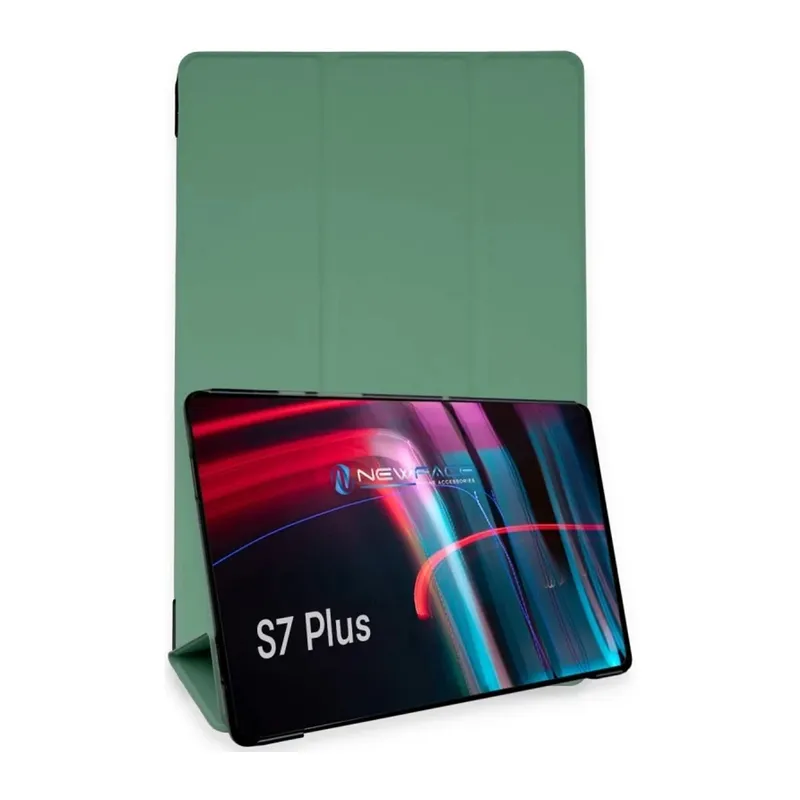 Samsung Galaxy T970 Tab S7 Plus 12.4 Kılıf Tablet Smart Kılıf - Koyu Yeşil