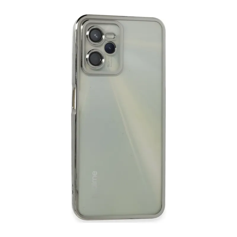 Realme C35 Kılıf Lensli Silikon - Gümüş