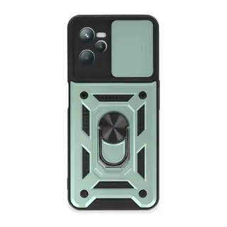 Realme C35 Kılıf Pars Lens Yüzüklü Silikon - Yeşil