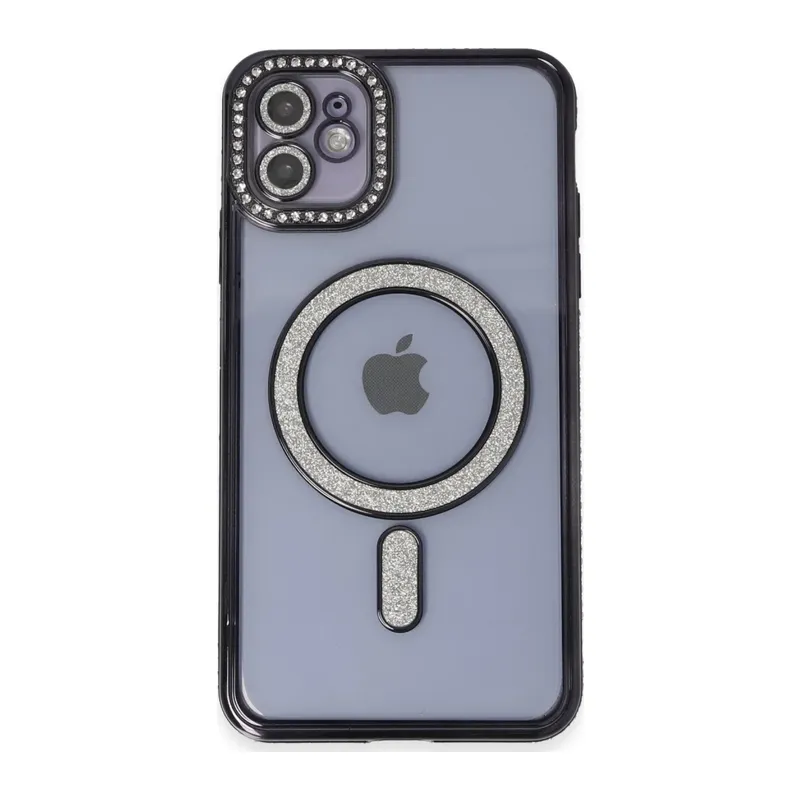 iPhone 11 Kılıf Joke Simli Magneticsafe Kılıf - Siyah