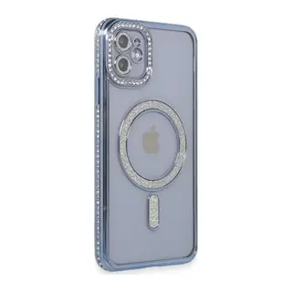 iPhone 11 Kılıf Joke Simli Magneticsafe Kılıf - Mavi