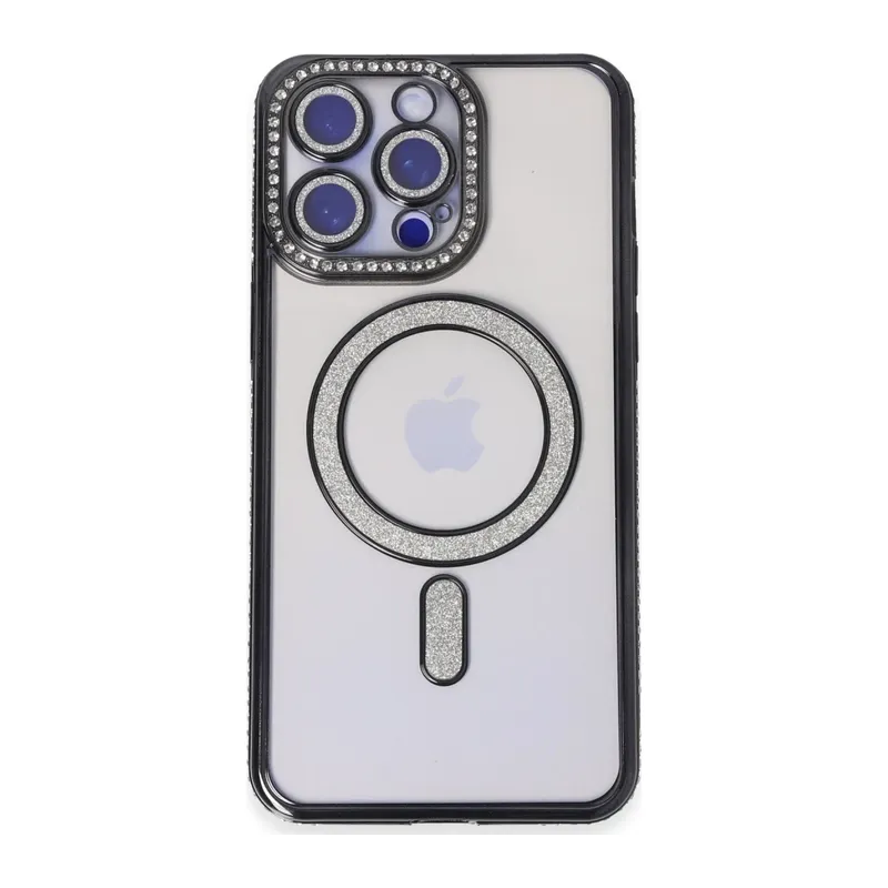 iPhone 14 Pro Kılıf Joke Simli Magneticsafe Kılıf - Siyah