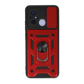 Redmi 12C Kılıf Pars Lens Yüzüklü Silikon - Kırmızı