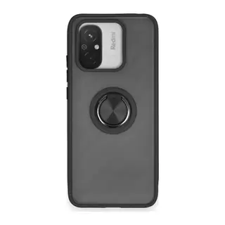 Redmi 12C Kılıf Montreal Yüzüklü Silikon Kapak - Siyah