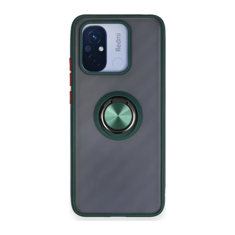 Redmi 12C Kılıf Montreal Yüzüklü Silikon Kapak - Yeşil