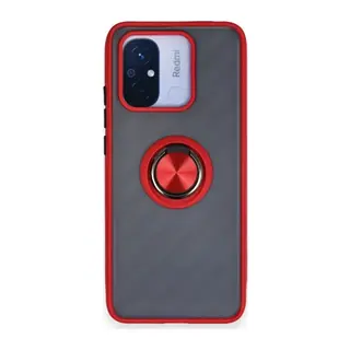 Redmi 12C Kılıf Montreal Yüzüklü Silikon Kapak - Kırmızı