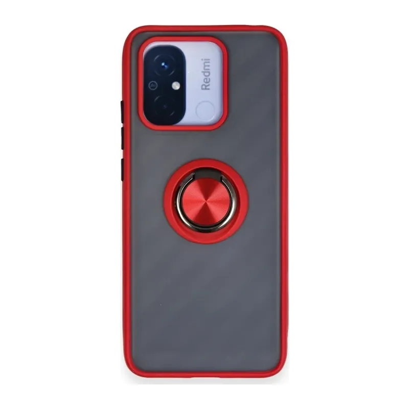 Redmi 12C Kılıf Montreal Yüzüklü Silikon Kapak - Kırmızı