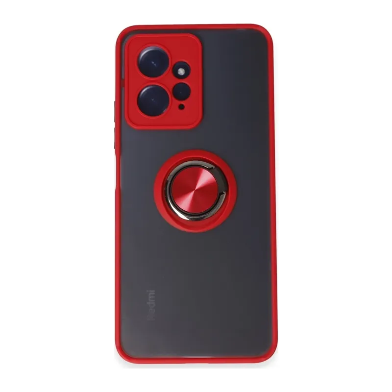 Redmi Note 12 4G Kılıf Montreal Yüzüklü Silikon Kapak - Kırmızı