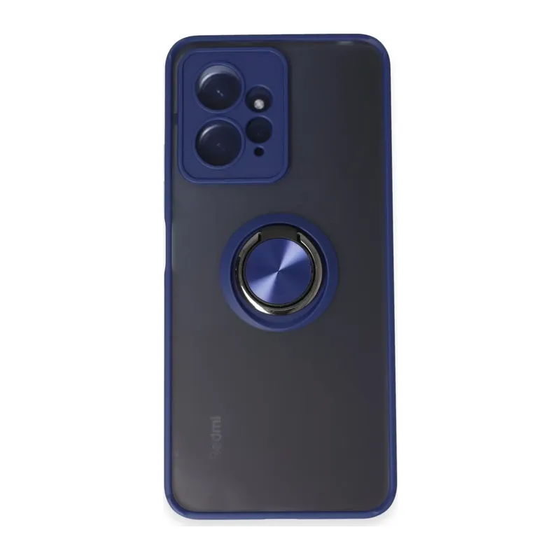 Redmi Note 12 4G Kılıf Montreal Yüzüklü Silikon Kapak - Lacivert
