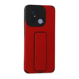 Redmi 12C Kılıf Mega Standlı Silikon - Kırmızı