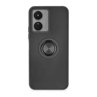 Vivo Y16 Kılıf Montreal Yüzüklü Silikon Kapak - Siyah