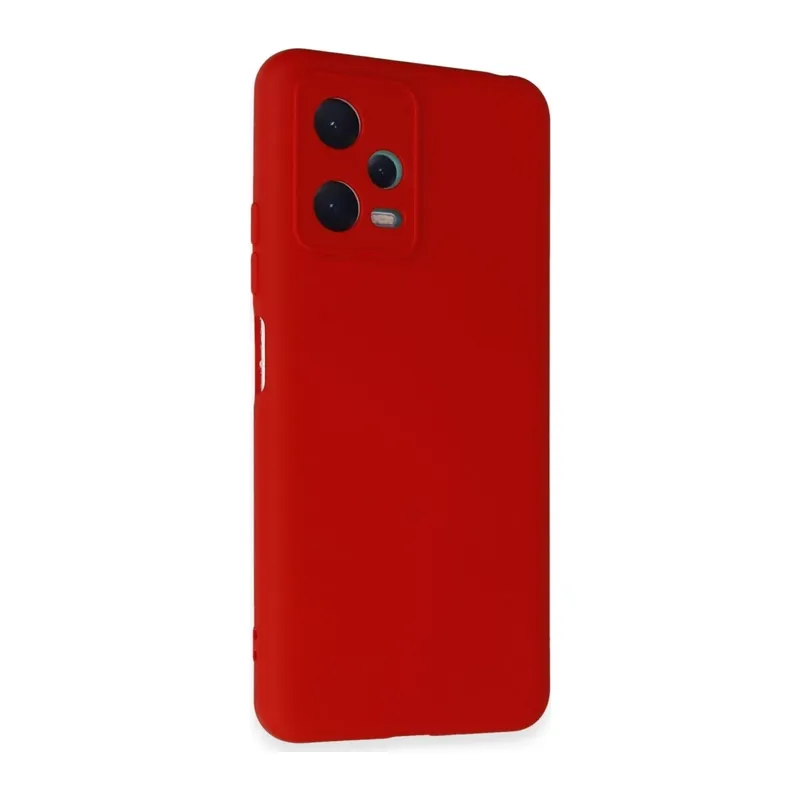 Redmi Note 12 5G Kılıf Nano içi Kadife Silikon - Kırmızı