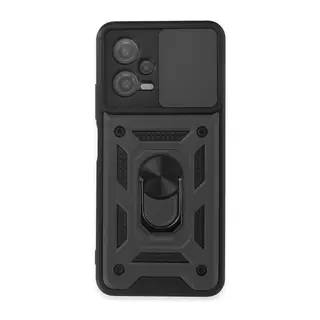 Redmi Note 12 5G Kılıf Pars Lens Yüzüklü Silikon - Siyah