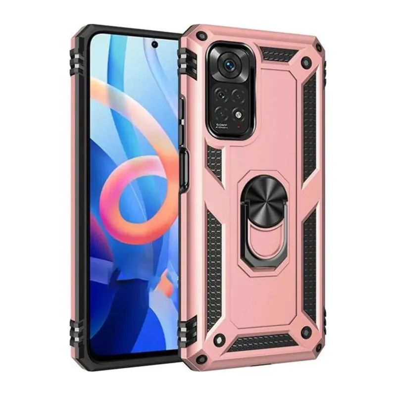 Redmi Note 12S Kılıf Sofya Yüzüklü Silikon Kapak - Rose