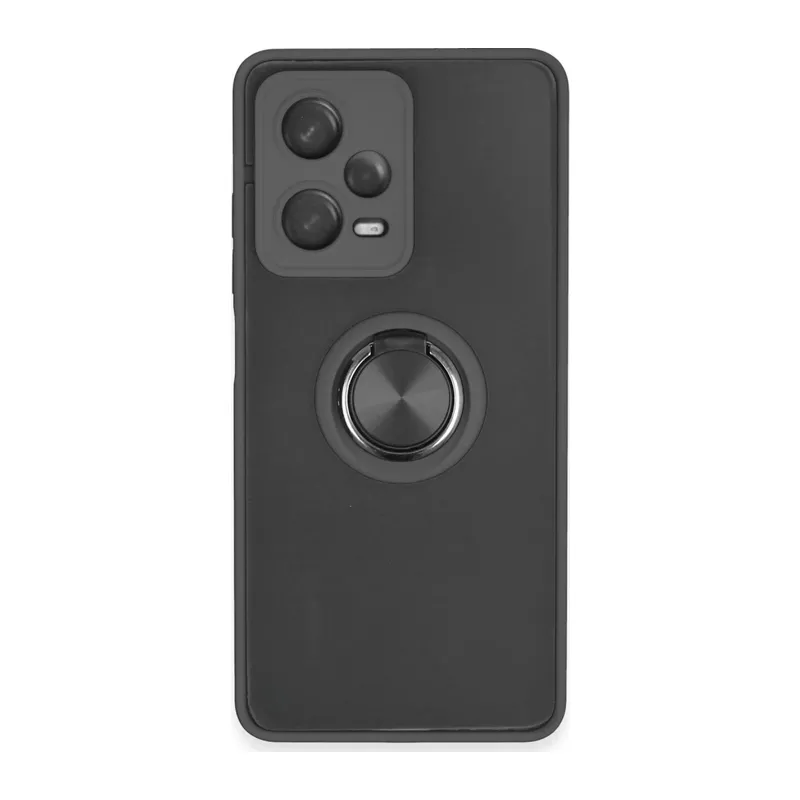 Redmi Note 12 5G Kılıf Montreal Yüzüklü Silikon Kapak - Siyah