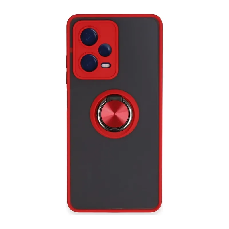 Redmi Note 12 5G Kılıf Montreal Yüzüklü Silikon Kapak - Kırmızı