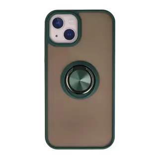 iPhone 15 Kılıf Montreal Yüzüklü Silikon Kapak - Yeşil