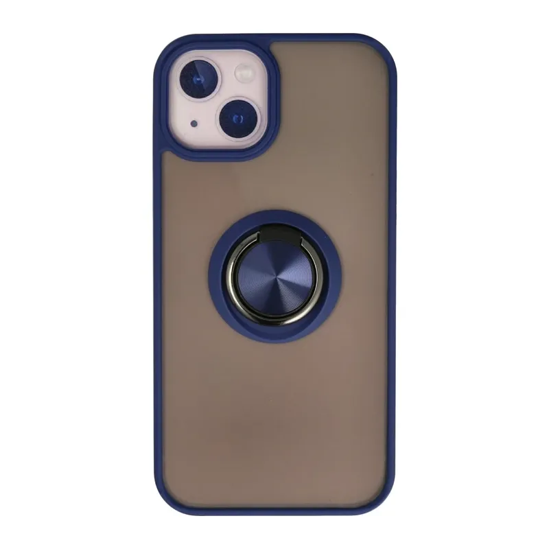 iPhone 15 Kılıf Montreal Yüzüklü Silikon Kapak - Lacivert