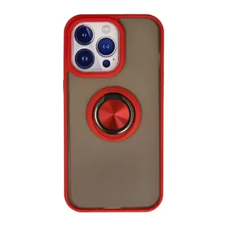 iPhone 15 Pro Kılıf Montreal Yüzüklü Silikon Kapak - Kırmızı