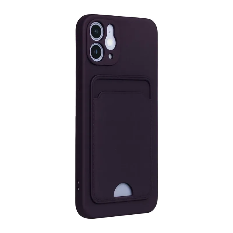 iPhone 12 Kılıf Kelvin Kartvizitli Silikon - Derin Mor