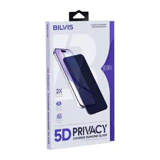 iPhone 15 Bilvis 5D Privacy Diamond Hayalet Cam Ekran Koruyucu